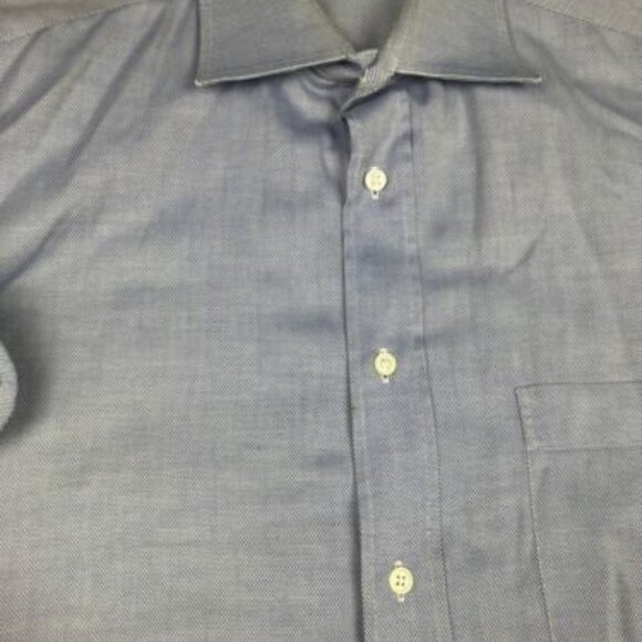 Ermenegildo Zegna Button Up Shirt Adult Large Blue White Long Sleeve Casual Men - Picture 8 of 10